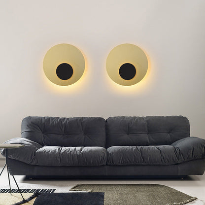 Minimalist Iron Round Flat Piece LED Wall Sconce Lamp