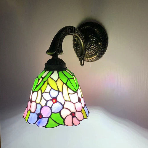 Tiffany Zinc Alloy Stained Glass 1-Light Wall Sconce Lamp