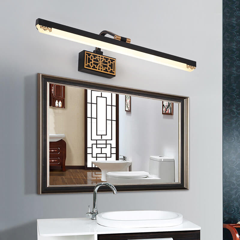 Chinese Iron Bar Rotating LED Mirror Front Wall Sconce Lamp