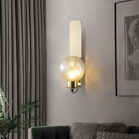 Scandinavian Stainless Steel Glass 1-Light Wall Sconce Lamp