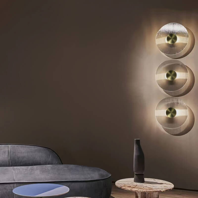 Light Luxury Hardware Disc Glass LED Wall Sconce Lamp