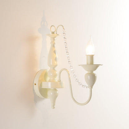 French Iron Crystal Candle 1/2 Light Wall Sconce Lamp