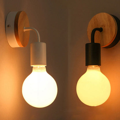 Modern Simplicity Bent Wood Iron 1-Light Wall Sconce Lamp