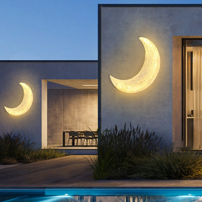 Outdoor Moon Shape Resin LED Rainproof Wall Sconce Lamp