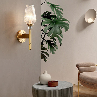 Light Luxury All Brass Glass 1/2-Light Wall Sconce Lamp