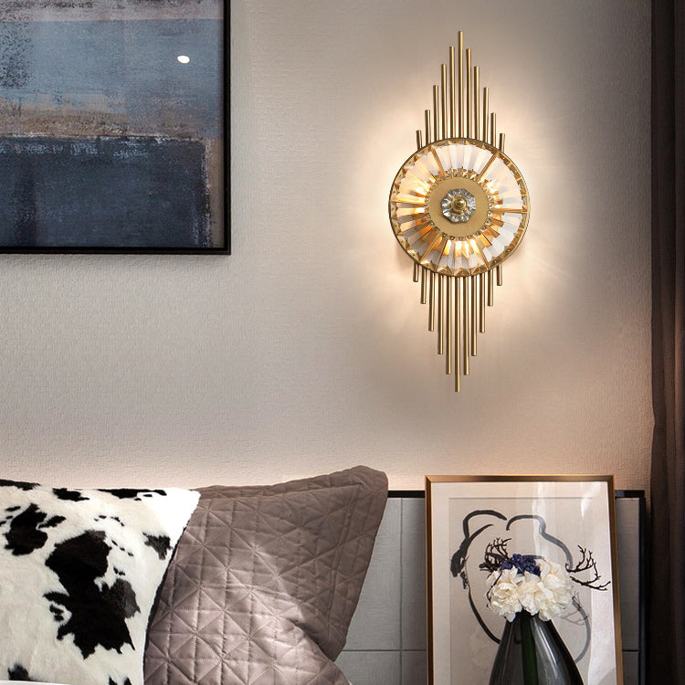 Scandinavian Striped Iron Crystal 3-Light Wall Sconce Lamp