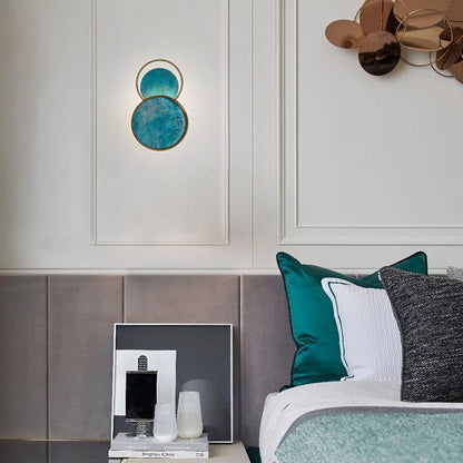 Traditional Chinese Circle Iron Glass LED Wall Sconce Lamp