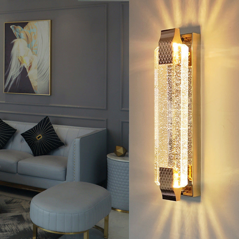 Rectangular Glass Stainless Steel LED Wall Sconce Lamp