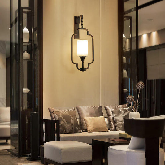 Classical Iron Frame Square Round 1-Light Wall Sconce Lamp