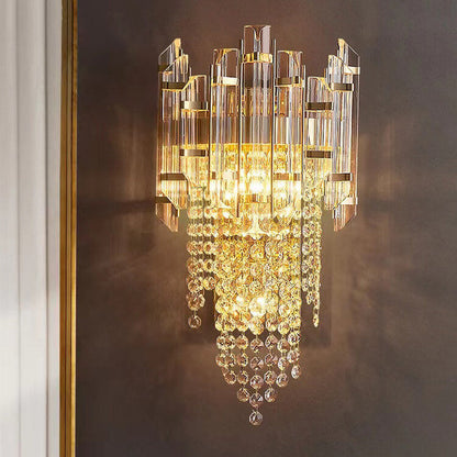Tassel Crystal Stainless Steel 3-Light Wall Sconce Lamp