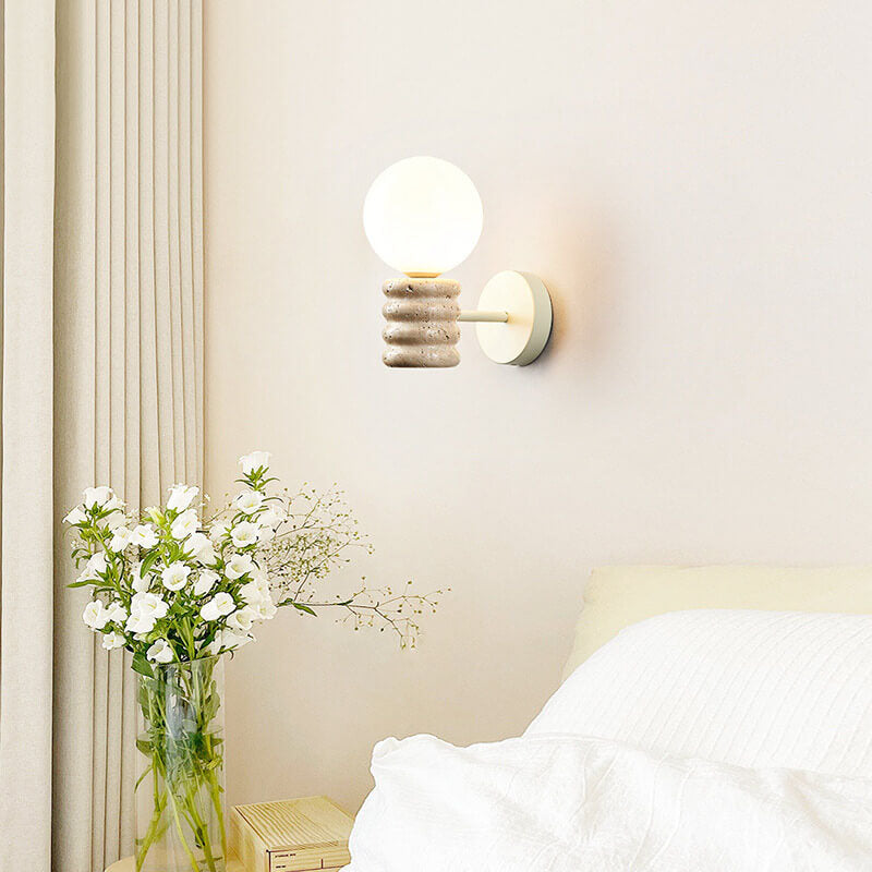Cream Style Creative Glass Sphere 1-Light Wall Sconce Lamp