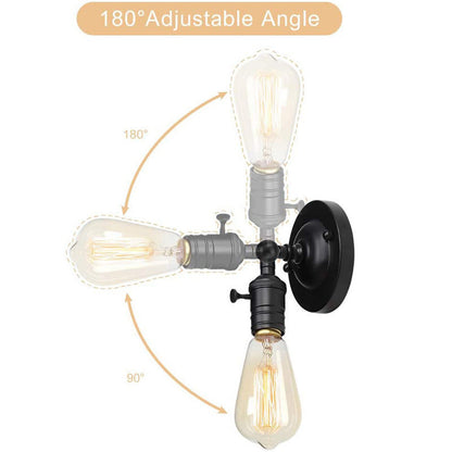 Industrial Round Base Iron 1-Light Rotable Wall Sconce Lamp