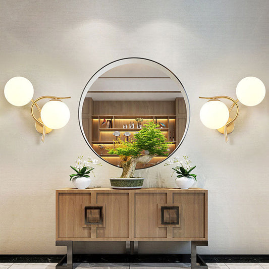 Nordic Metal Glass Ball 2-Light Wall Sconce Lamp