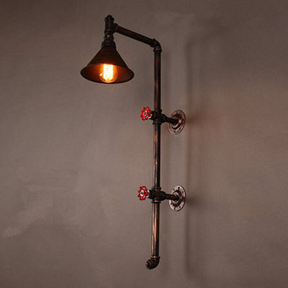 Iron Water Pipe Faucet Design 1-Light Wall Sconce Lamp
