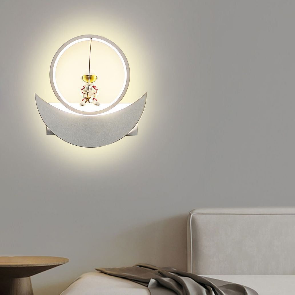 Resin Round Iron Aluminum Shade LED Kids Wall Sconce Lamp