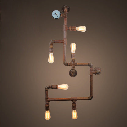 Industrial Iron Water Pipe 6-Light Wall Sconce Lamp