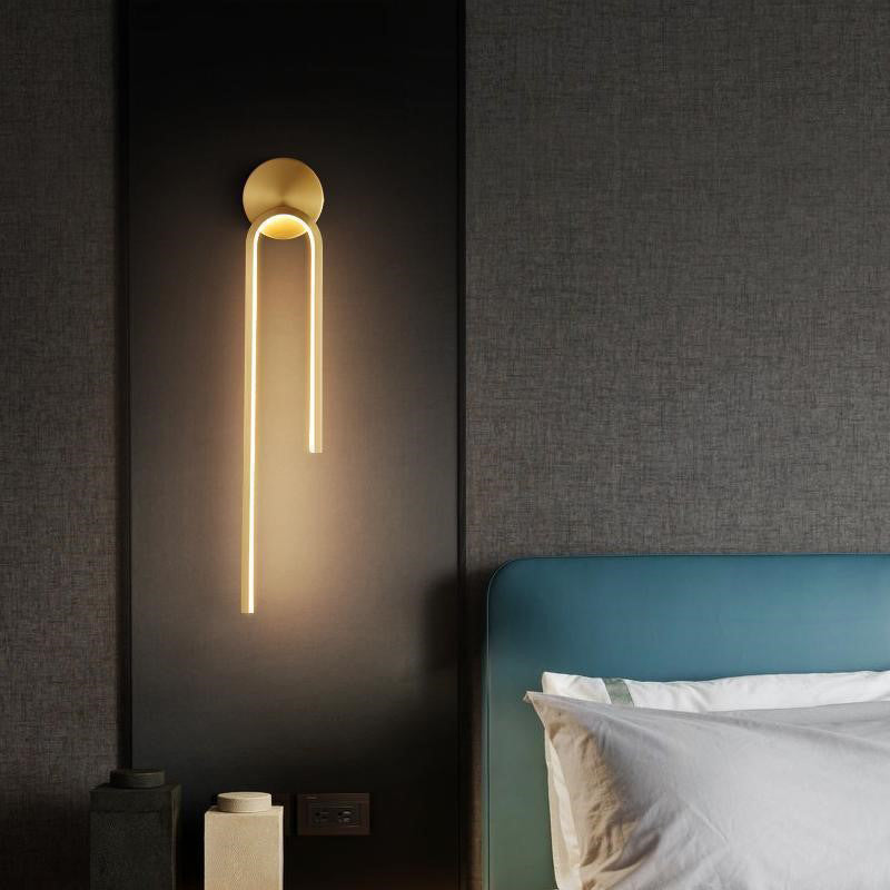 Minimalist Copper Aluminum Round Hook LED Wall Sconce Lamp