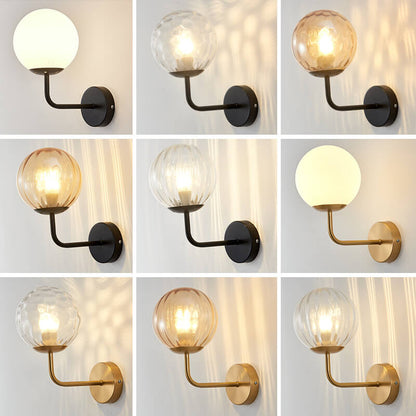 Luxury Round Ball Iron Glass 1-Light Wall Sconce Lamp