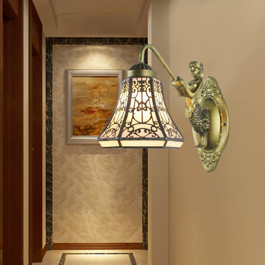 Tiffany Conical Stained Glass 1-Light Wall Sconce Lamp