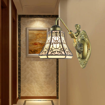 Tiffany Conical Stained Glass 1-Light Wall Sconce Lamp