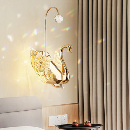 Luxury Crystal Aluminum Acrylic Swan LED Wall Sconce Lamp