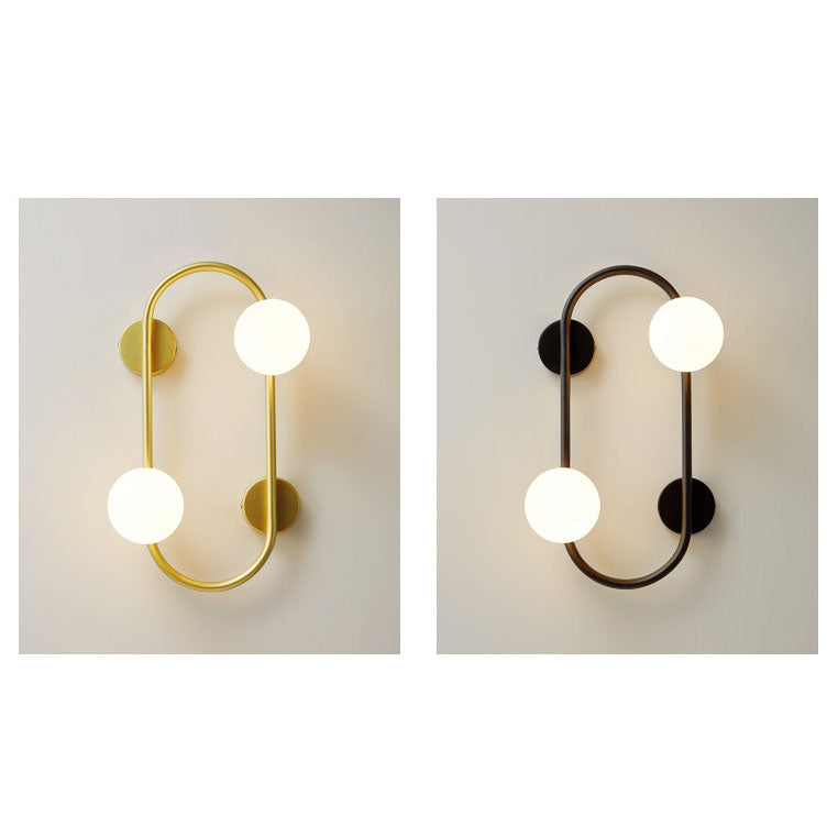 Nordic Iron Glass Ball Oval Ring 2-Light Wall Sconce Lamp