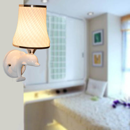 Glass Dolphin Decoration Design 1-Light Wall Sconce Lamp