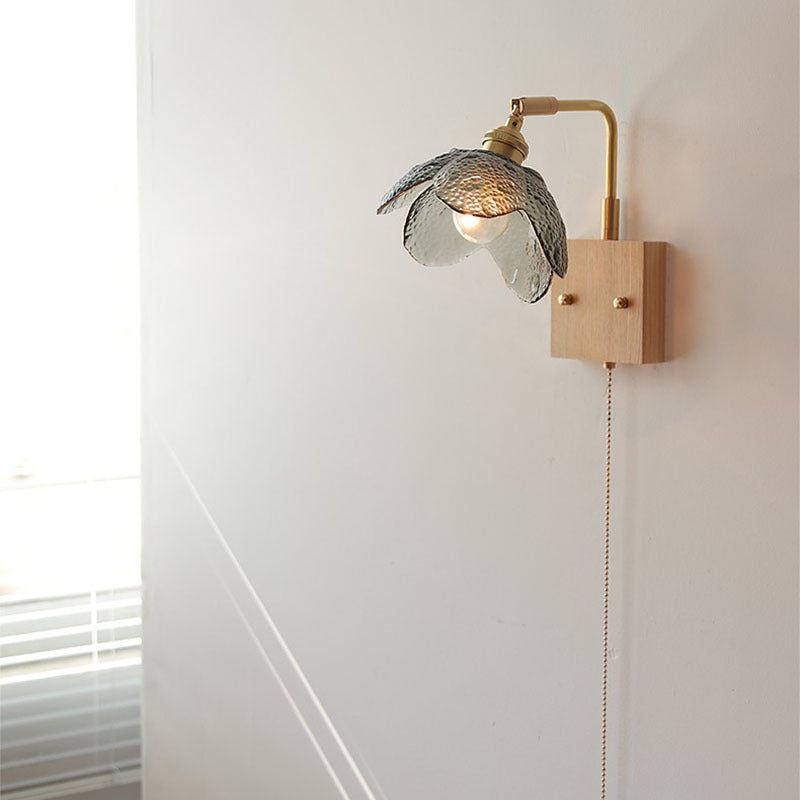 Japanese Hemispheric Pull Cord 1-Light Wall Sconce Lamp