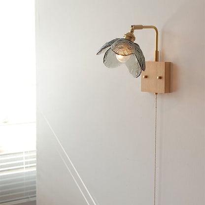 Japanese Hemispheric Pull Cord 1-Light Wall Sconce Lamp