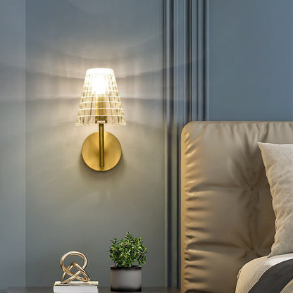 Luxury Round Textured Glass Copper 1-Light Wall Sconce Lamp