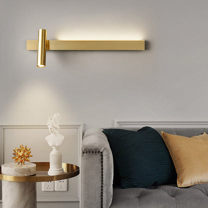 Luxury Rectangle Cylinder Full Copper LED Wall Sconce Lamp