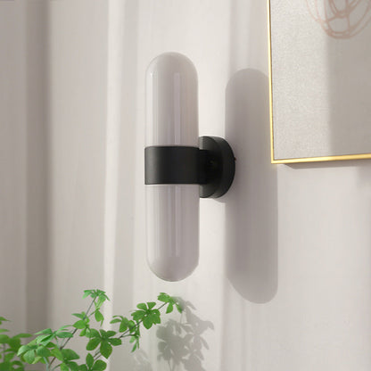Minimalist Capsule Iron Glass 2-Light Wall Sconce Lamp