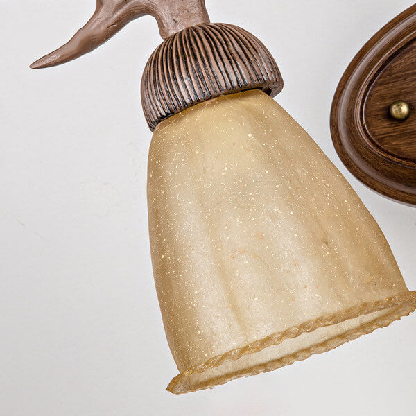 Antler Resin Faux Parchment Shade 2-Light Wall Sconce Lamp