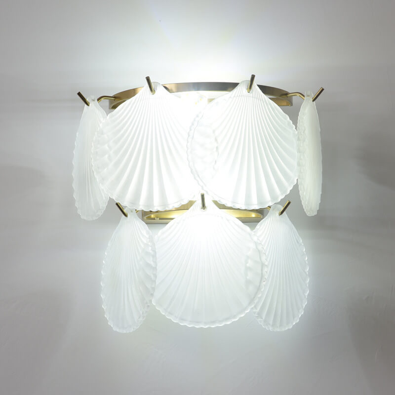 French Hardware Glass Shell 2-Light Wall Sconce Lamp