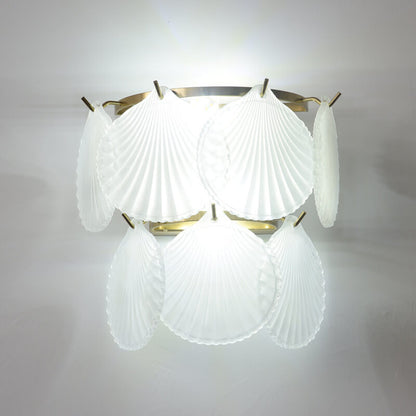 French Hardware Glass Shell 2-Light Wall Sconce Lamp