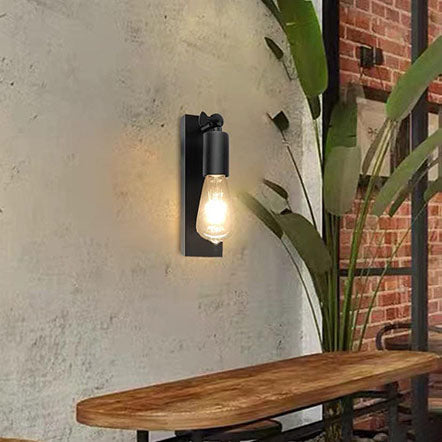 Iron Finish Frame Glass Round 1-Light Wall Sconce Lamp