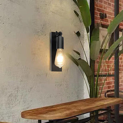 Iron Finish Frame Glass Round 1-Light Wall Sconce Lamp