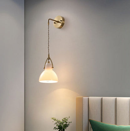 European All Brass Glass 1-Light Wall Sconce Lamp