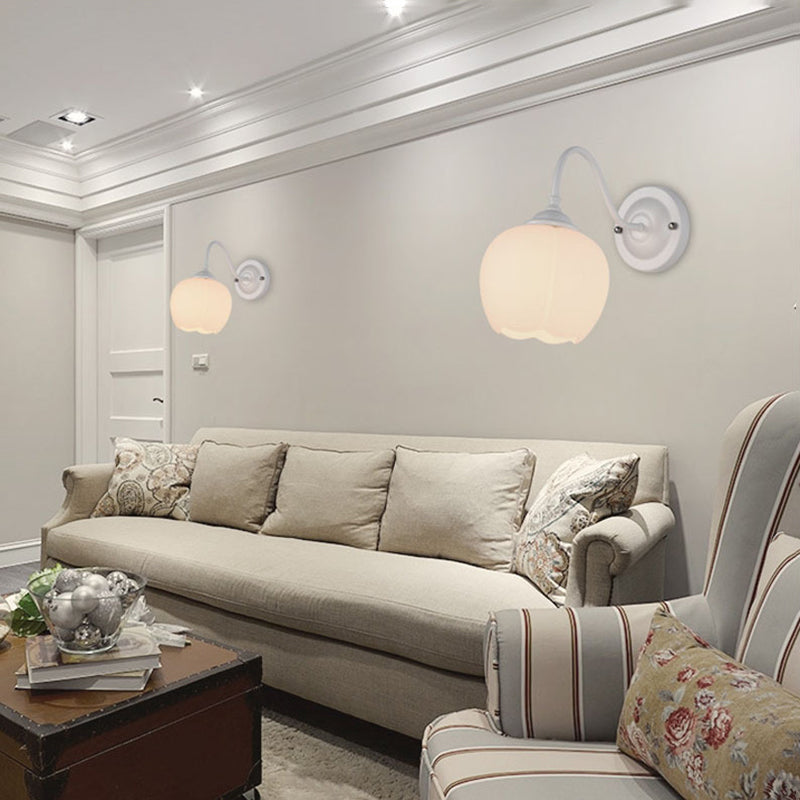 Minimalist Floral Iron Glass 1-Light Wall Sconce Lamp