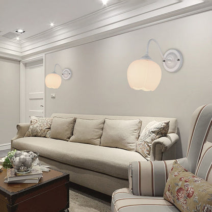 Minimalist Floral Iron Glass 1-Light Wall Sconce Lamp