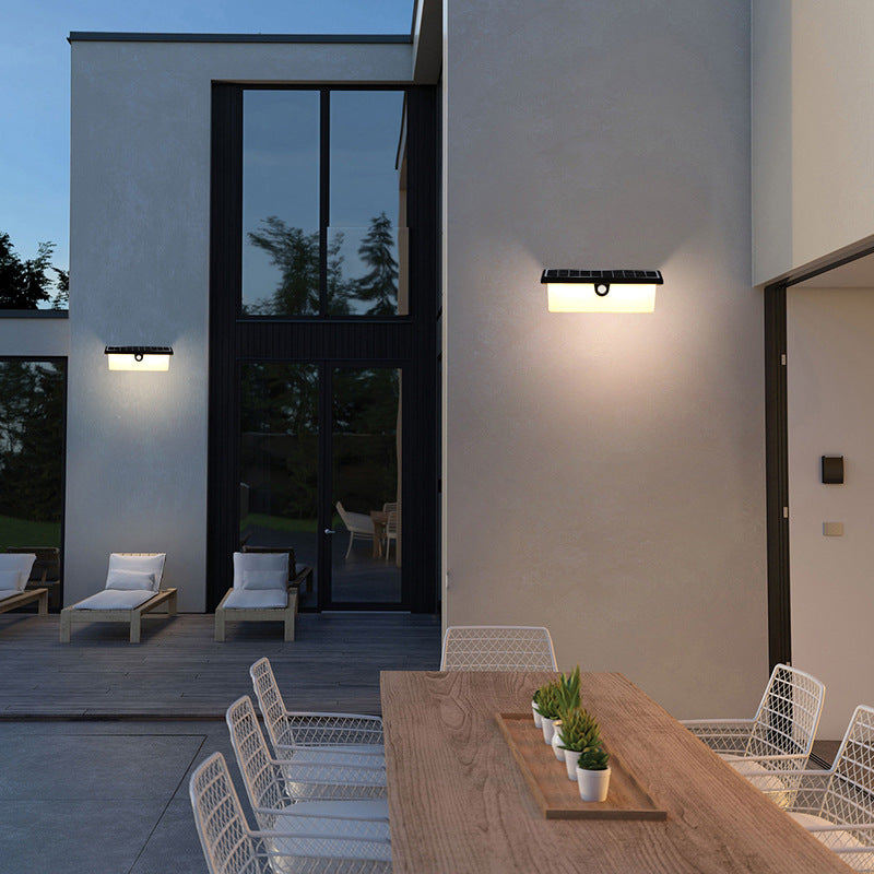 Solar Rectangle PC ABS LED Outdoor Wall Sconce Lamp