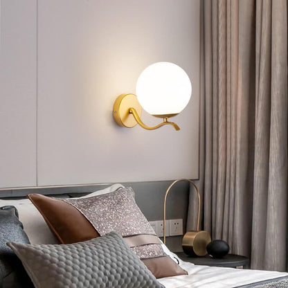 Iron Spherical Glass Lampshade 1-Light Wall Sconce Lamp