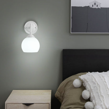 Modern Art Deco Round Glass Metal 1-Light Wall Sconce Lamp