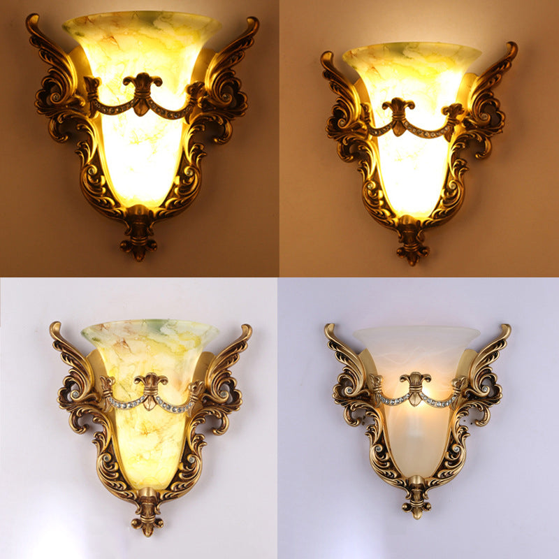 European Wings Cup Resin Glass 1-Light Wall Sconce Lamp