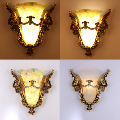 European Wings Cup Resin Glass 1-Light Wall Sconce Lamp