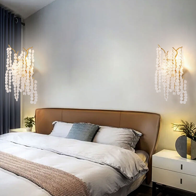 Money Tree Branch Aluminum Glass 3-Light Wall Sconce Lamp