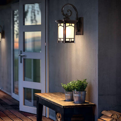 Square Carved 1-Light Outdoor Waterproof Wall Sconce Lamp