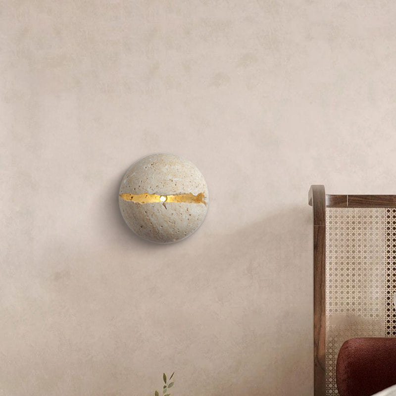 Japanese Travertine Semicircle 1-Light Wall Sconce Lamp