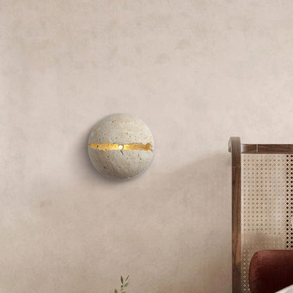 Japanese Travertine Semicircle 1-Light Wall Sconce Lamp