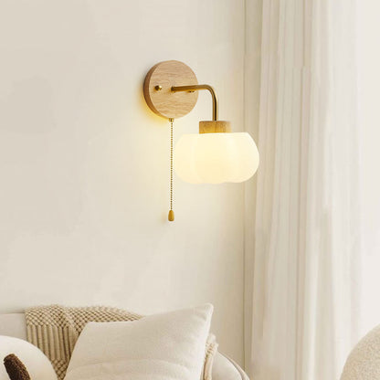 Japanese Clouds Solid Wood Iron PE 1-Light Wall Sconce Lamp